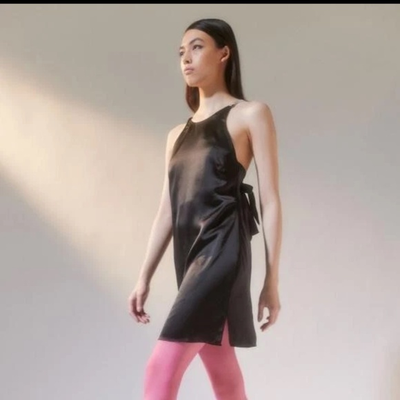 Black Satin Diamanté-Strap Mini Dress ✨🖤 - Picture 2 of 3